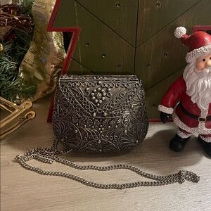 Vintage Sajai Handcrafted Metal Purse with chain